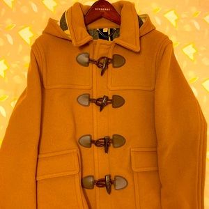 Burberry “Burwood” Duffle Wool Coat Navy Men’s Beige